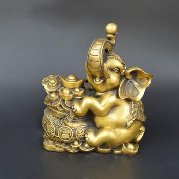 古玩 纯黄铜铜大象摆件黄铜工艺品家居装饰礼品文玩收藏品